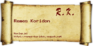 Remes Koridon névjegykártya